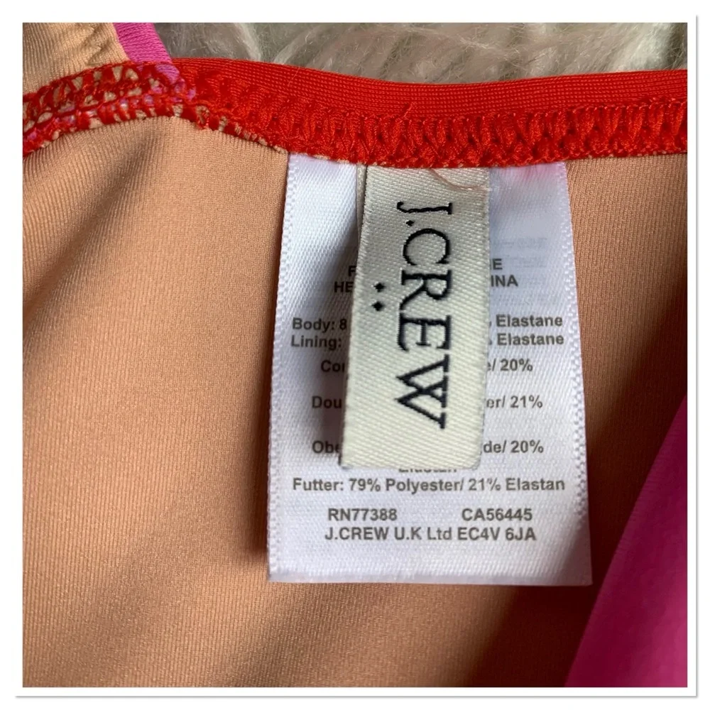 J.Crew Color Block V Neck One Piece Swimsuit Pink Red Size Small
